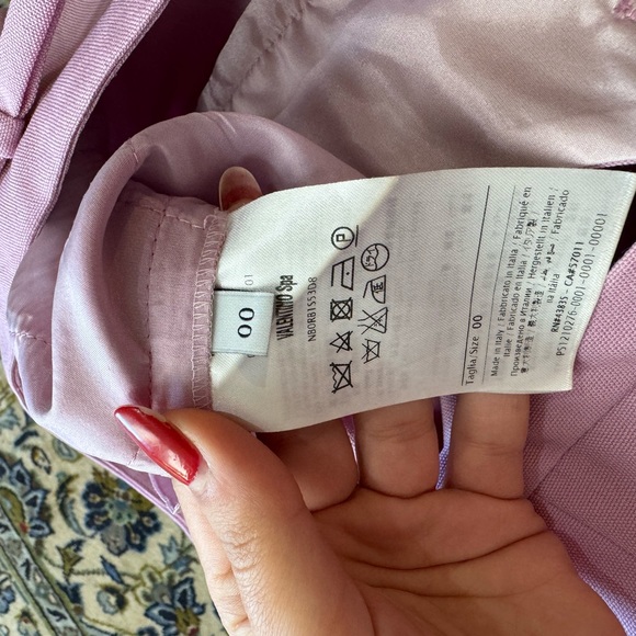 New Valentino Garavani Bow Embellished Wool and Silk Blend Straight Leg Trouser - Picture 2 of 6